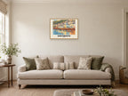 Dartmouth named Retro Railway print at A2, in a natural wood frame, in a sitting room