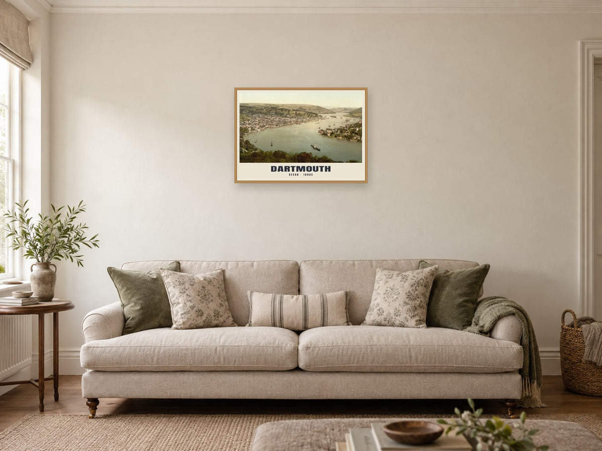 Dartmouth, 1890s Heritage Print at A2, in a natural wood frame, in a sitting room