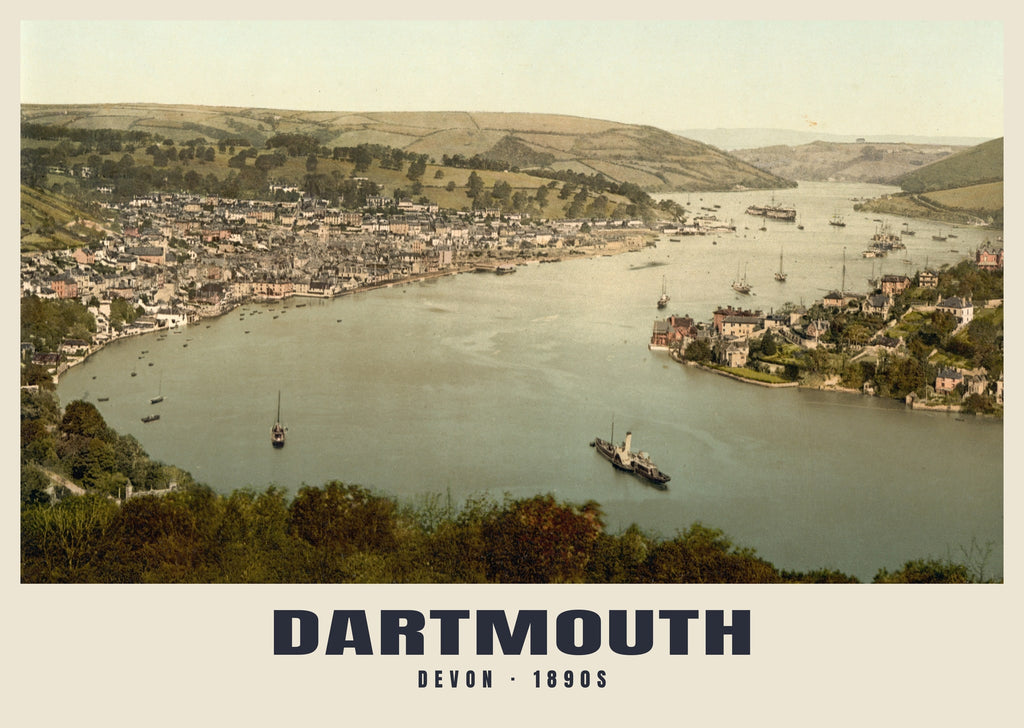 Dartmouth, 1890s hand-coloured photochrom heritage print
