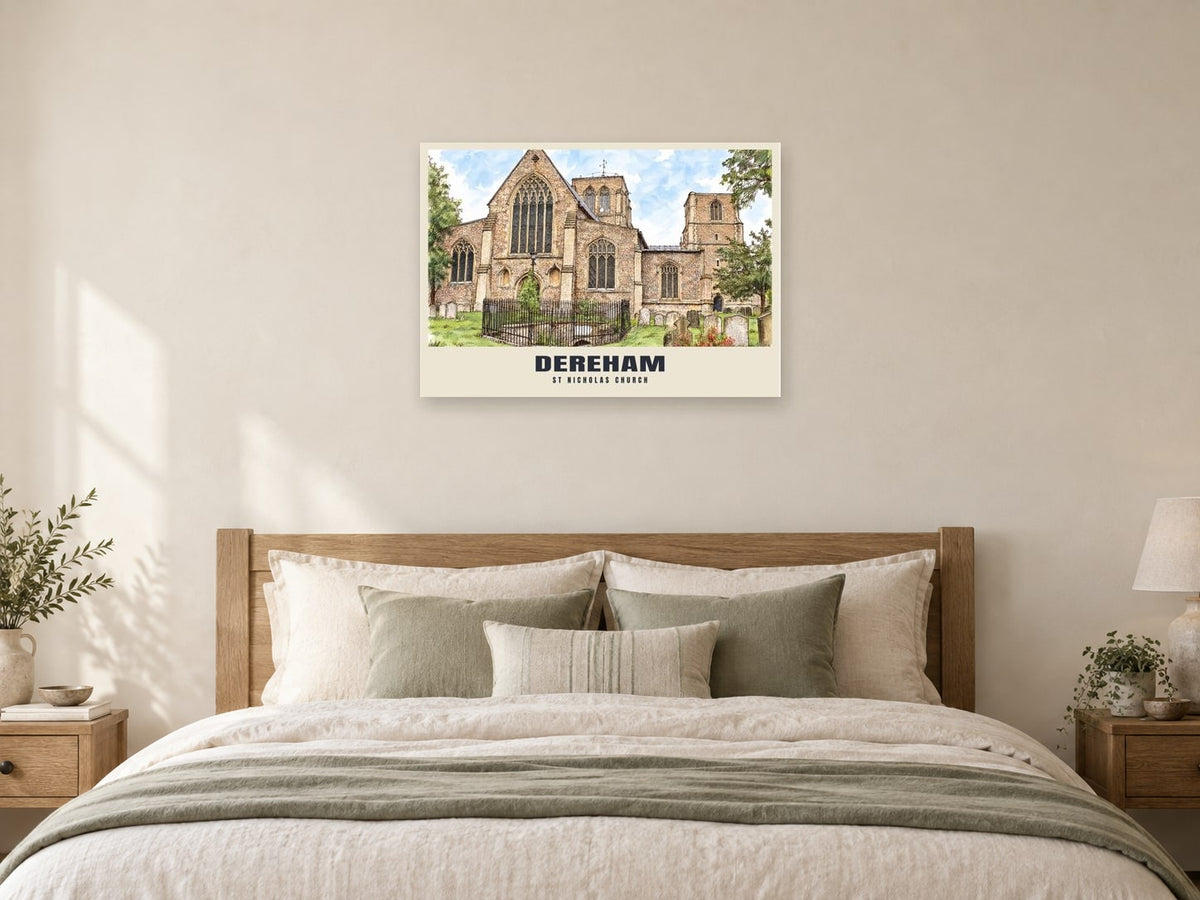 St Nicholas Church, Dereham Poster at A1, as a poster, above a bed