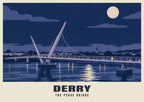 The Peace Bridge, Derry poster in the Moonlit style