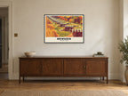 Caen Hill Locks, Devizes Poster at A1, in a black frame, above a sideboard