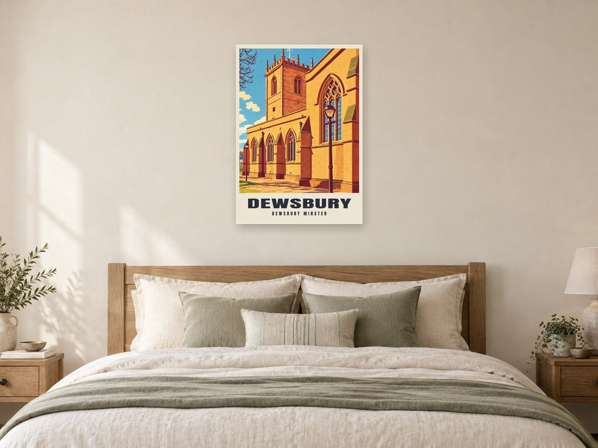 Dewsbury Minster Poster at A1, as a poster, above a bed
