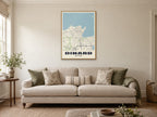 Dinard Street Map Poster at A1, in a natural wood frame, in a sitting room