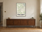 Dinas Powys Street Map Poster at A1, in a black frame, above a sideboard