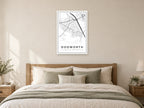 Dodworth Village Centre Street Map Poster at A1, as a poster, above a bed