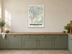 Dordrecht Street Map Poster at A1, in a white frame, in a kitchen