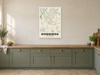 Dorridge Street Map Poster at A1, in a white frame, in a kitchen
