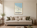 Douarnenez Street Map Poster at A1, in a natural wood frame, in a sitting room