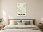 Downe Heritage Street Map Poster at A1, as a poster, above a bed