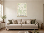 Downe Heritage Street Map Poster at A1, in a natural wood frame, in a sitting room