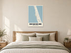 Duck Street Map Poster at A1, as a poster, above a bed
