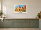 Dudley Castle Poster at A1, in a white frame, in a kitchen