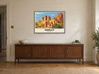 Dudley Castle Poster at A1, in a black frame, above a sideboard