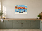 Dunbar Castle Poster at A1, in a white frame, in a kitchen