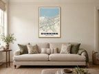 Dunkirk Street Map Poster at A1, in a natural wood frame, in a sitting room