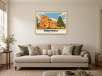 Dunstable Priory Poster at A1, in a natural wood frame, in a sitting room