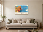 Durdle Door Poster at A1, in a natural wood frame, in a sitting room