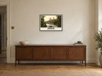 Durham Cathedral, 1890s Heritage Print at A2, in a black frame, above a sideboard