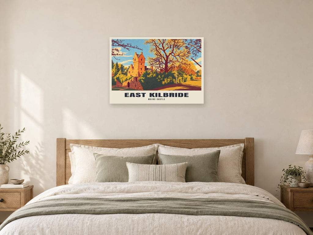 Mains Castle, East Kilbride Poster at A1, as a poster, above a bed