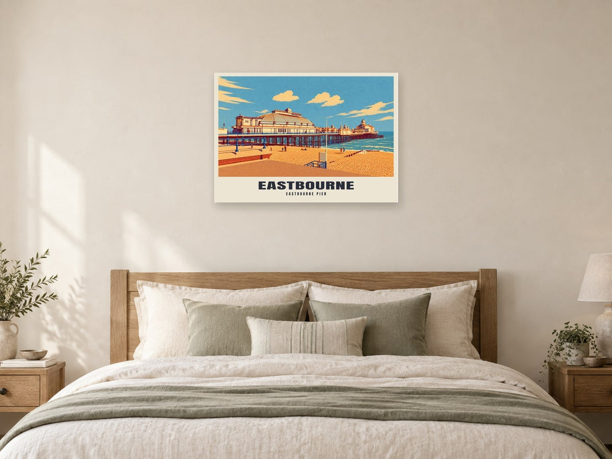 Eastbourne Pier Poster at A1, as a poster, above a bed