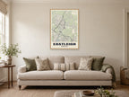Eastleigh Street Map Poster at A1, in a natural wood frame, in a sitting room