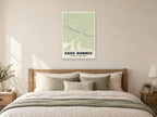 Eaux-Bonnes Street Map Poster at A1, as a poster, above a bed