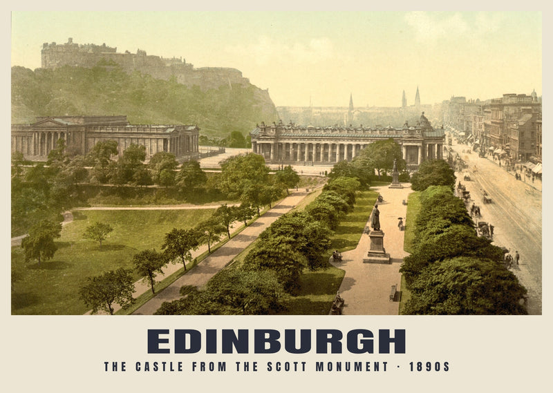 Edinburgh Castle and Princes Street, 1890s Heritage Print