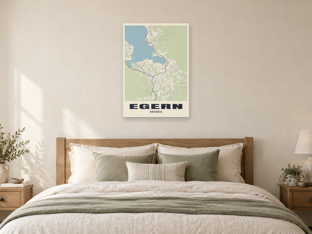 Egern Street Map Poster at A1, as a poster, above a bed