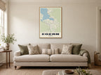 Egern Street Map Poster at A1, in a natural wood frame, in a sitting room