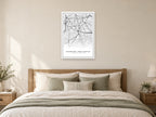 Elephant and Castle Street Map Poster at A1, as a poster, above a bed