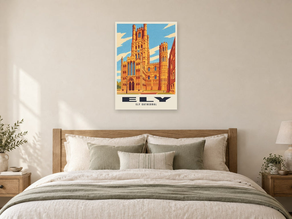 Ely Cathedral Poster at A1, as a poster, above a bed