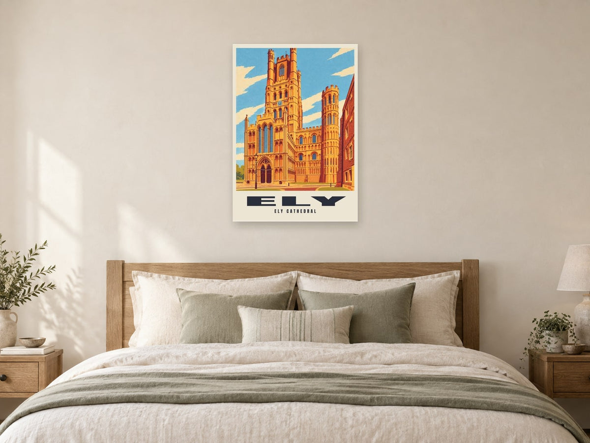 Ely Cathedral Poster at A1, as a poster, above a bed