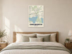 Emsworth Street Map Poster at A1, as a poster, above a bed