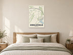 Englefield Street Map Poster at A1, as a poster, above a bed