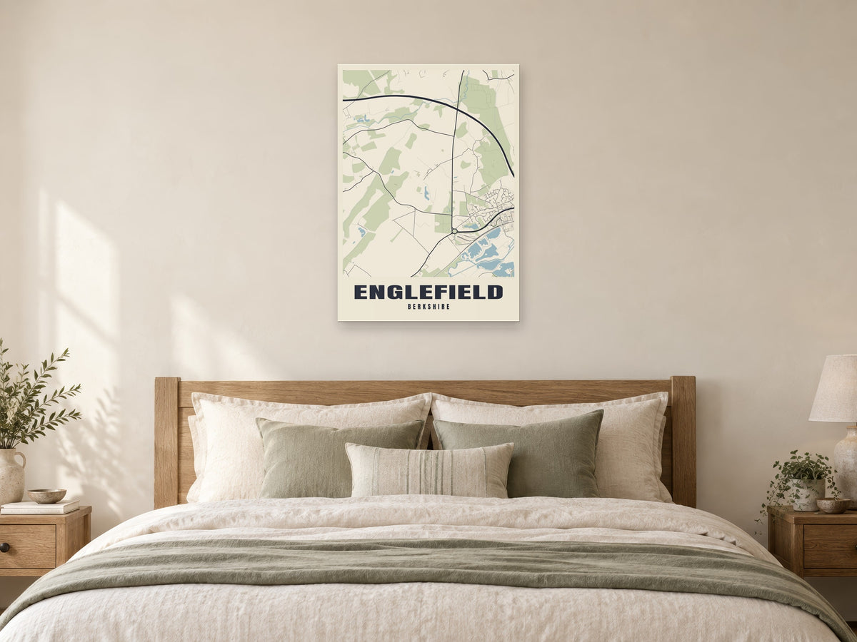Englefield Street Map Poster at A1, as a poster, above a bed