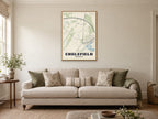 Englefield Street Map Poster at A1, in a natural wood frame, in a sitting room
