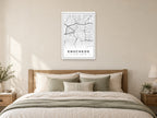Enschede City Centre Street Map Poster at A1, as a poster, above a bed