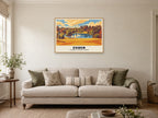 Claremont Landscape Garden, Esher Poster at A1, in a natural wood frame, in a sitting room