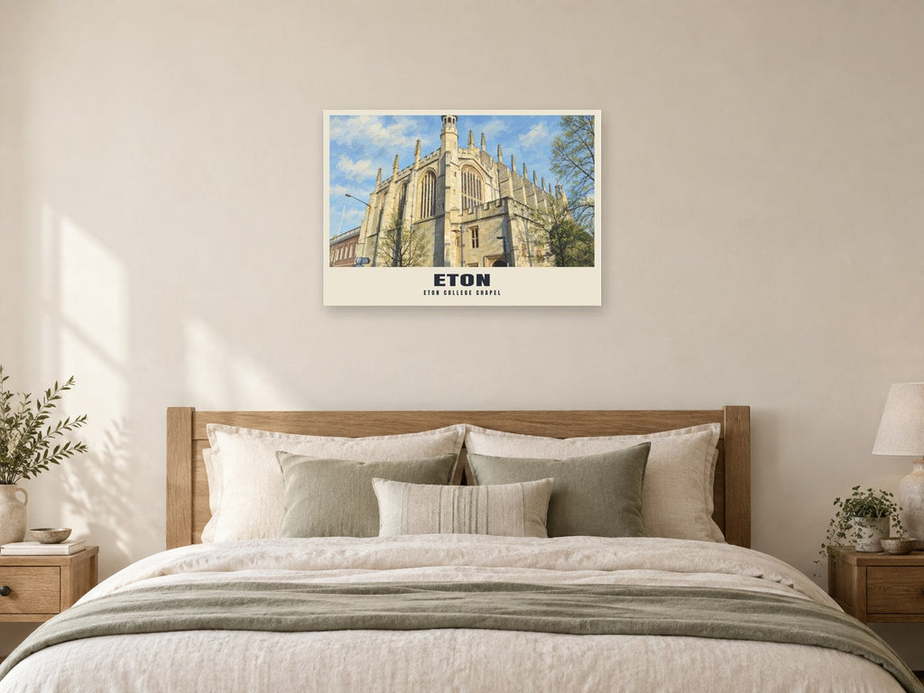 Eton College Chapel Poster at A1, as a poster, above a bed