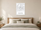Falkirk Town Centre Street Map Poster at A1, as a poster, above a bed