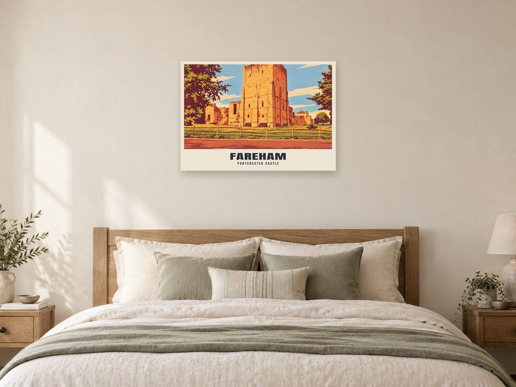 Portchester Castle, Fareham Poster at A1, as a poster, above a bed