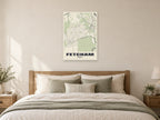 Fetcham Street Map Poster at A1, as a poster, above a bed