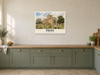 St Oswald’s Church, Filey Poster at A1, in a white frame, in a kitchen