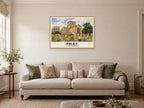 St Oswald’s Church, Filey Poster at A1, in a natural wood frame, in a sitting room