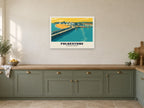 Folkestone harbour Poster at A1, in a white frame, in a kitchen