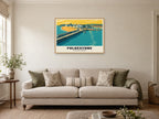 Folkestone harbour Poster at A1, in a natural wood frame, in a sitting room
