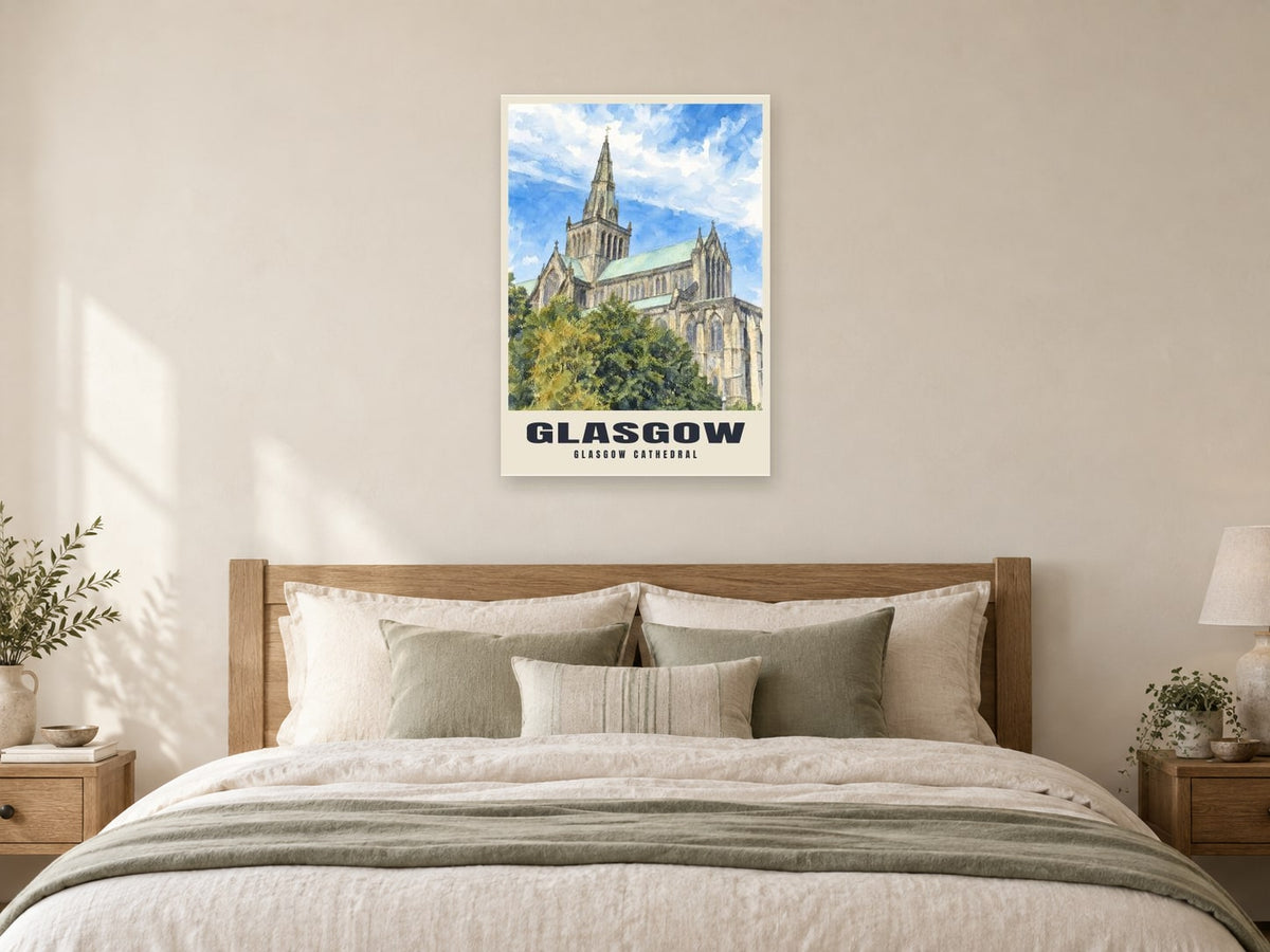 Glasgow Cathedral Poster at A1, as a poster, above a bed