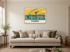 The Clyde Arc, Glasgow Poster at A1, in a natural wood frame, in a sitting room