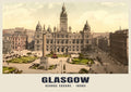 George Square, Glasgow, 1890s hand-coloured photochrom heritage print